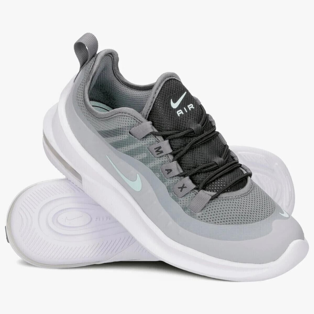 Nike Air Max Women's Athletic Sneakers in Gray and Black with Light Blue Swoosh